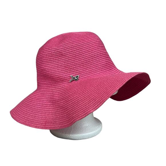 Betmar New York Bright Pink Paper Blend Floppy Wide Brim Sunhat Retro Summer - Picture 1 of 10